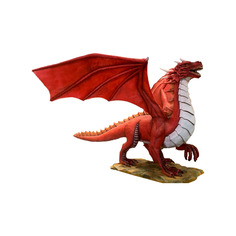 P-AM104-LI 335cm Life-size red dragon with head, tail and wing movement