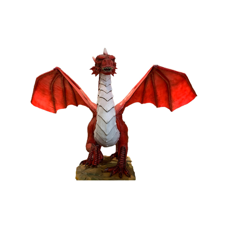 P-AM104-LI 335cm Life-size red dragon with head, tail and wing movement