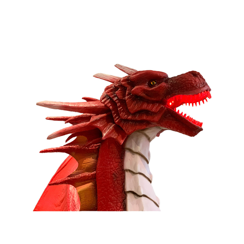 P-AM104-LI 335cm Life-size red dragon with head, tail and wing movement