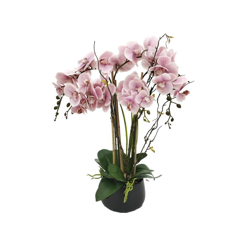 P-AP104-LP 71cm high potted orchid with light pink blossoms