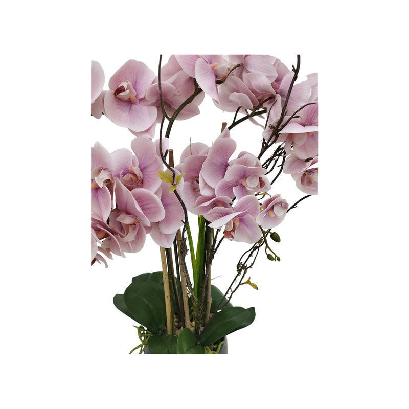 P-AP104-LP 71cm high potted orchid with light pink blossoms