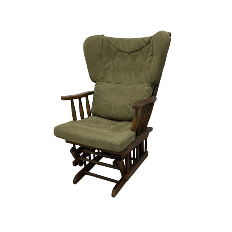 P-AR805-SG Billy rocking chair with cushion in sage green fabric and dark wooden frame