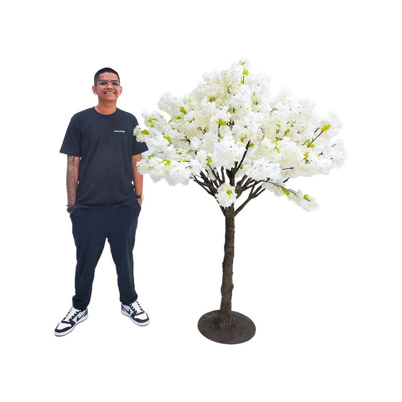 P-AT108-WH 1.8m high artificial Peach tree with white blossoms