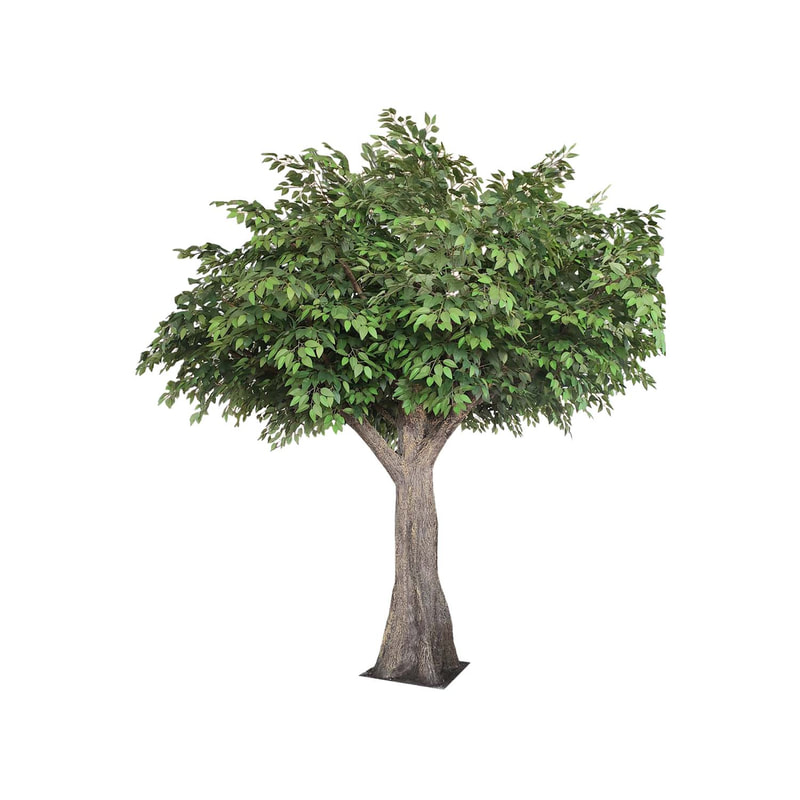 P-AT110-GR 3m high artificial Ficus tree with green leaves