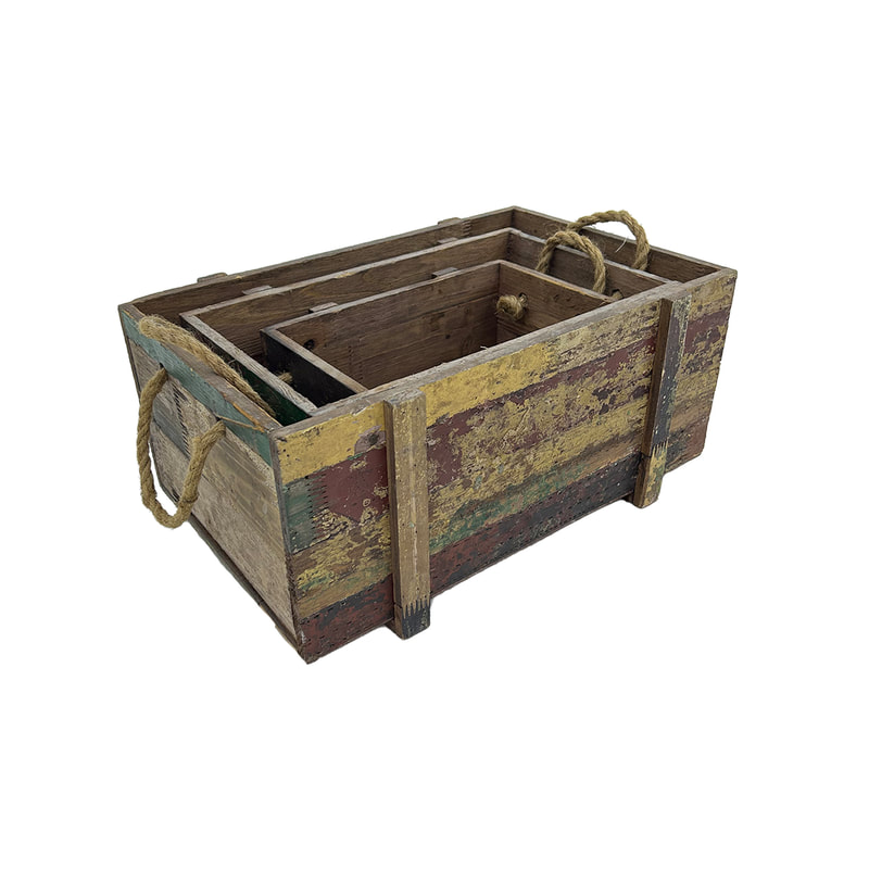 P-BA102-NW 22cm Type 1 set of weathered and distressed ammo crate with handles