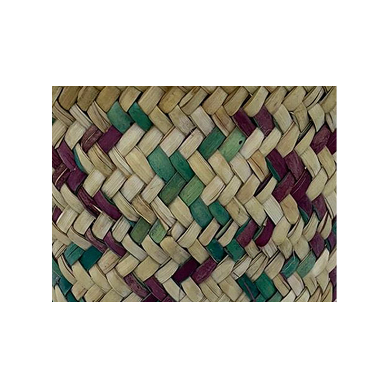 P-BA107-MC 44cm traditional woven basket with maroon and green detail