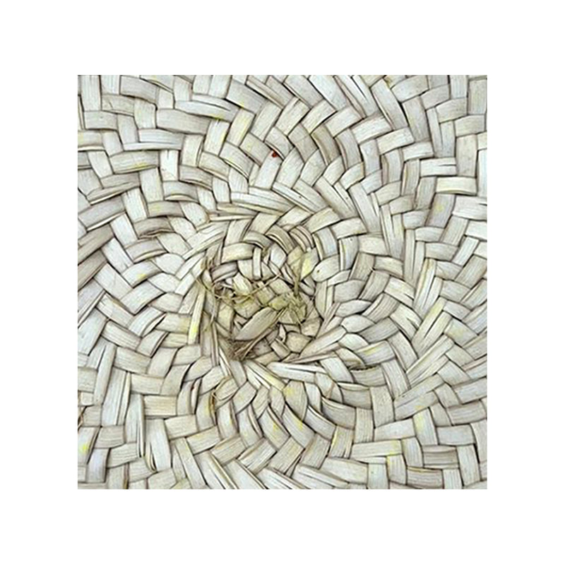 P-BA109-JT 22cm traditional woven shallow round basket with brown tag