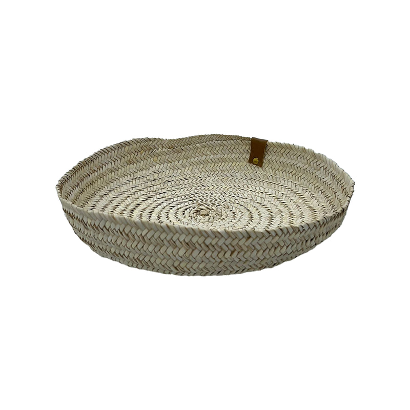P-BA111-JT 32cm traditional woven round basket with brown tag