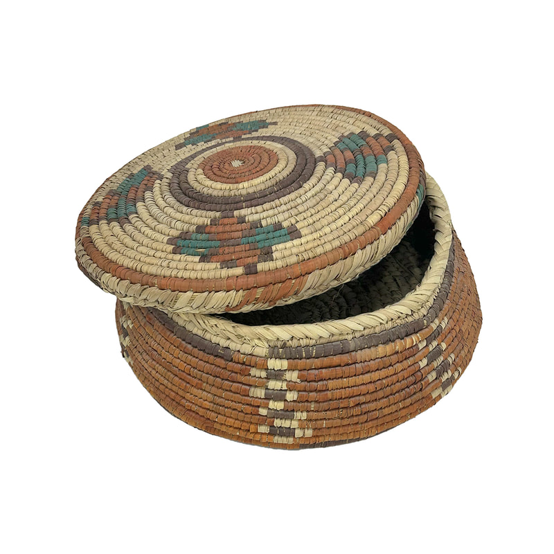 P-BA111-MC 15cm small colourful jute basket with lid