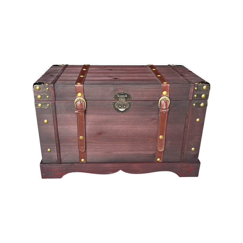 P-BA115-DW Type 1 66cm vintage trunk with brass and leather details