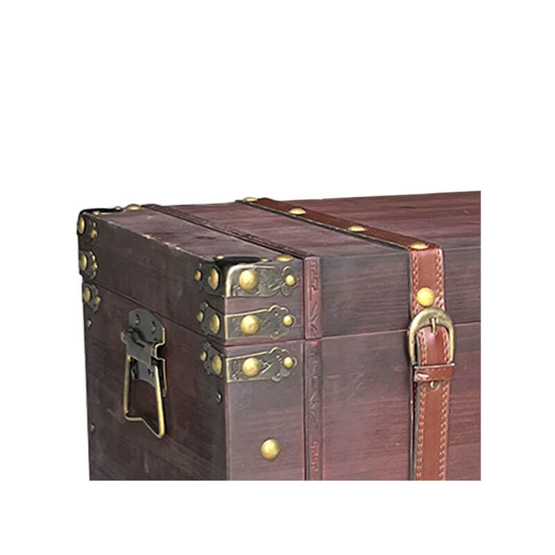P-BA115-DW Type 1 66cm vintage trunk with brass and leather details