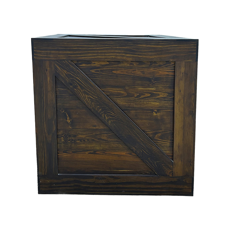 P-BA214-DW 90cm large crate with dark wood stain