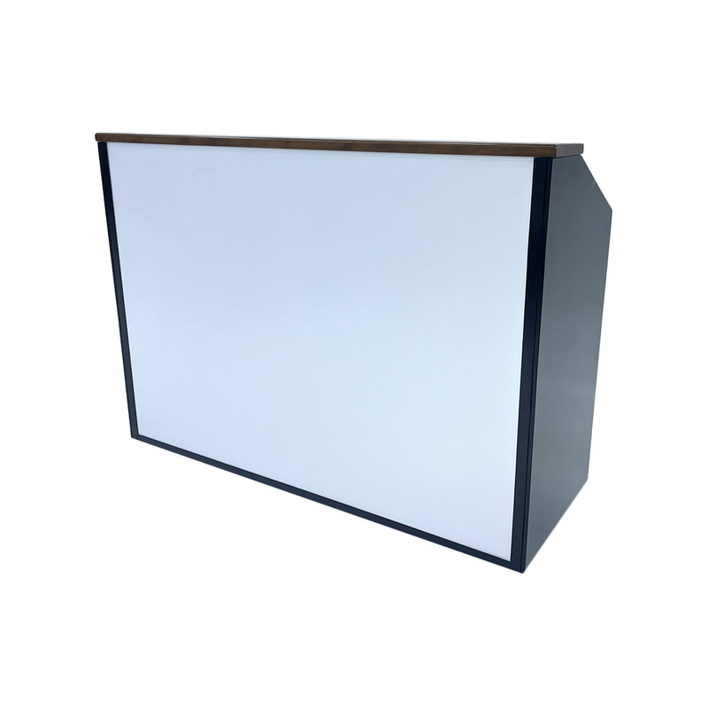 P-BR801-WB 160cm type 1 bar counter in black with wood top and brandable front panel