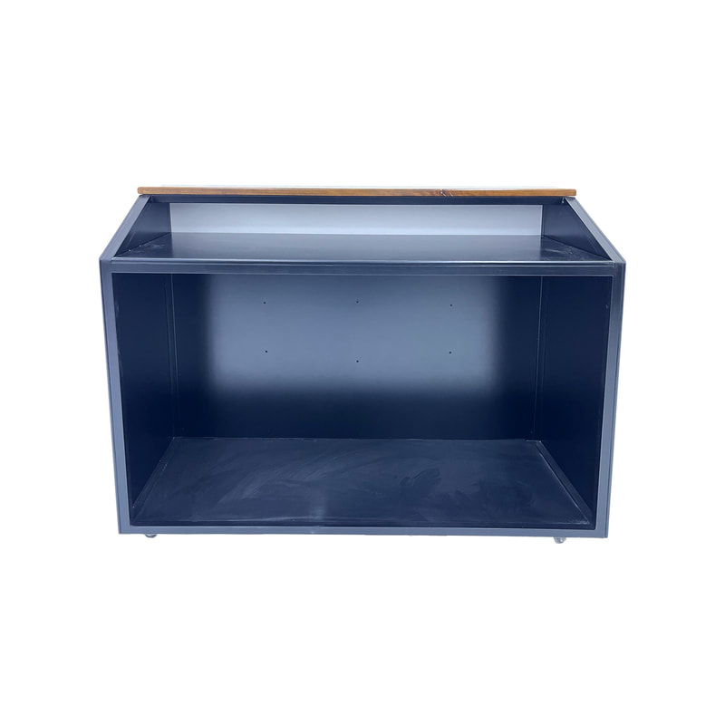P-BR801-WB 160cm type 1 bar counter in black with wood top and brandable front panel