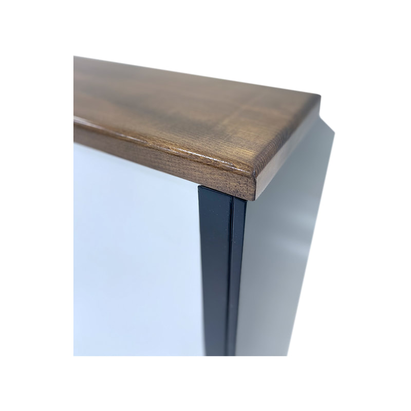 P-BR801-WB 160cm type 1 bar counter in black with wood top and brandable front panel
