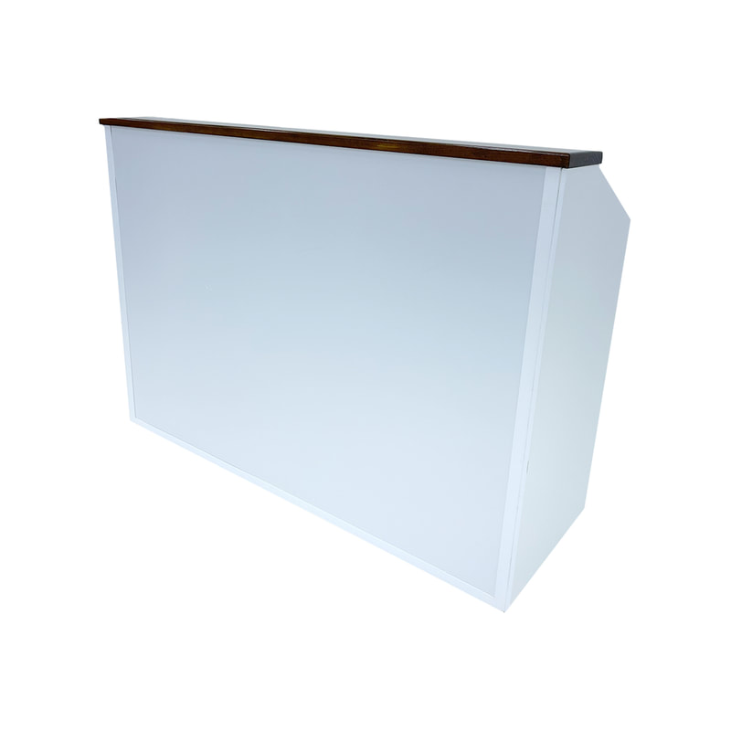P-BR801-WW 160cm type 1 bar counter in white with wood top and brandable front panel