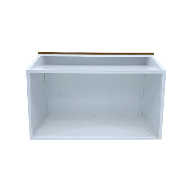 P-BR801-WW 160cm type 1 bar counter in white with wood top and brandable front panel