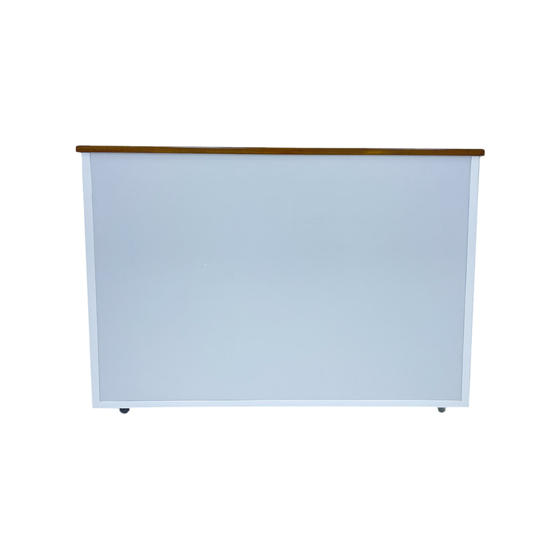 P-BR801-WW 160cm type 1 bar counter in white with wood top and brandable front panel