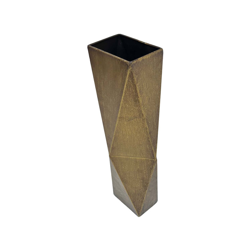 P-CD104-BA 46cm Ceaser geometric brass colour display vase