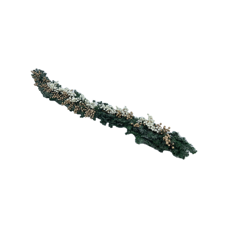 P-CM119-MC 270cm Christmas garland dressed in gold and white berries