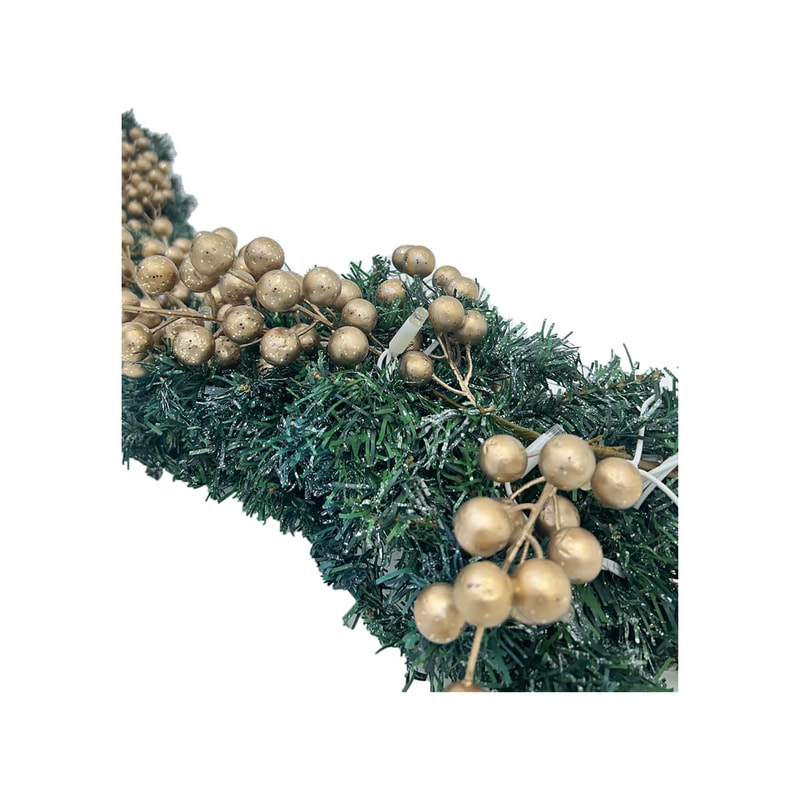 P-CM120-MC 270cm Christmas garland dressed in gold berries and LED lights
