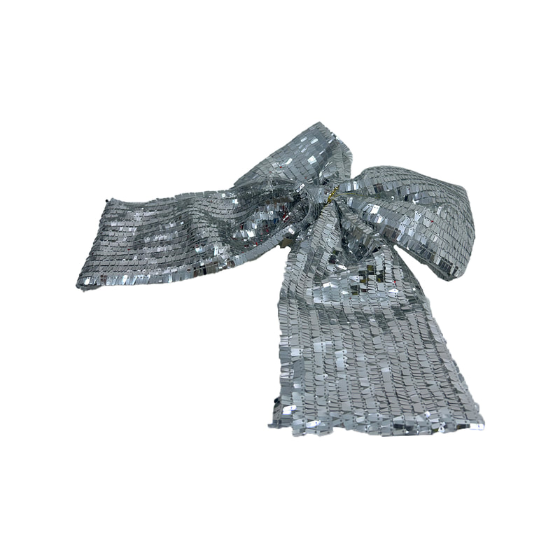 P-CM128-SI 55cm silver sequin fabric bows