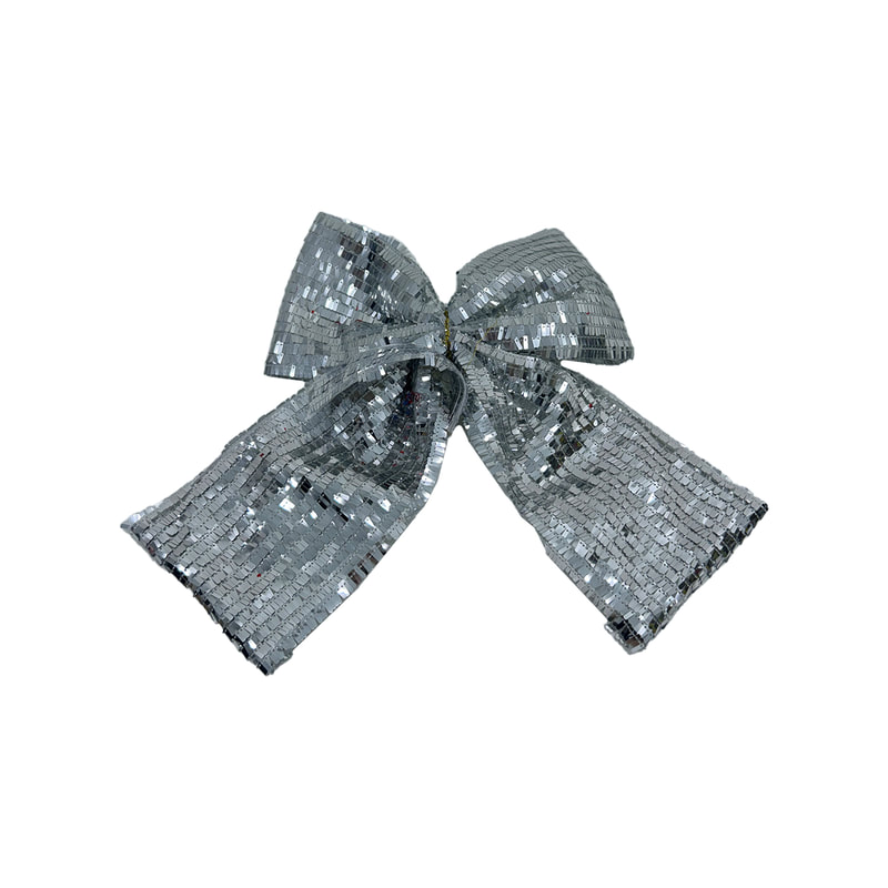 P-CM128-SI 55cm silver sequin fabric bows