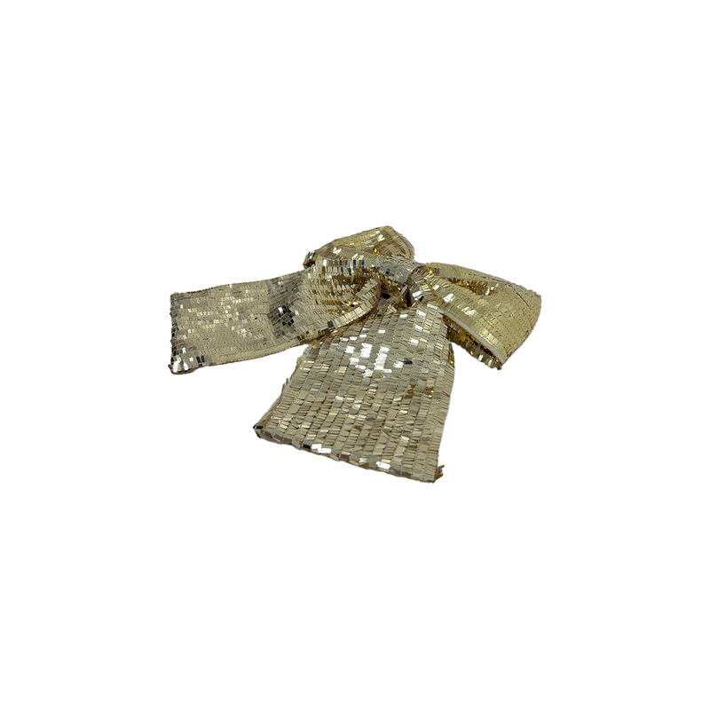 P-CM129-GD 35cm gold sequin fabric bows