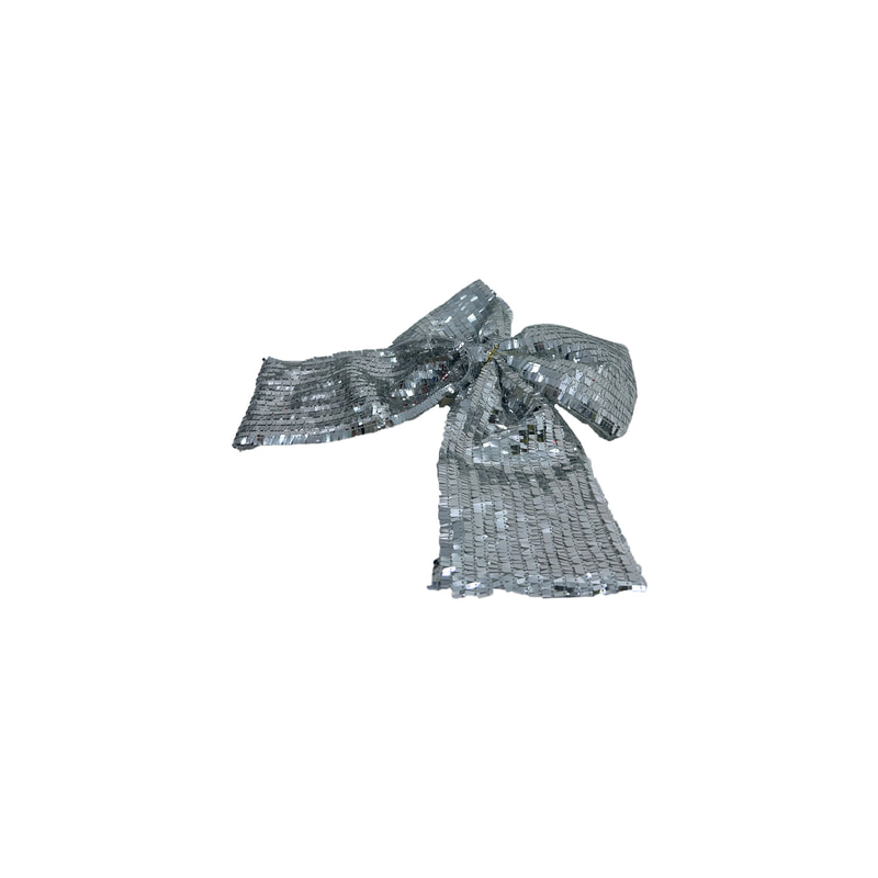 P-CM129-SI 35cm silver sequin fabric bows