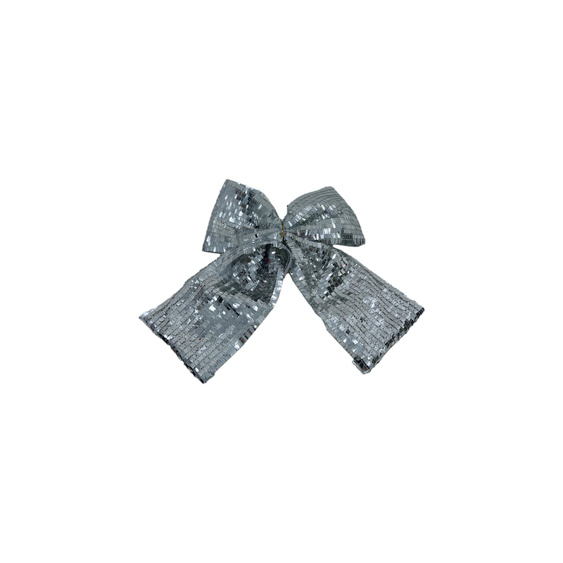 P-CM129-SI 35cm silver sequin fabric bows