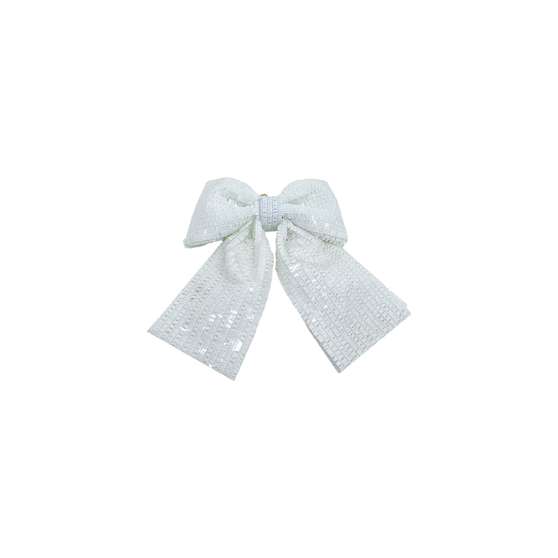 P-CM129-WH 35cm white sequin fabric bows