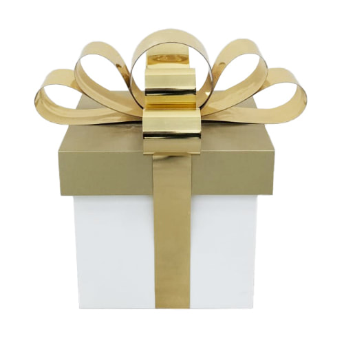 P-CM140-MC Type 1 25cm gift box with ribbon and customizable wrapping paper