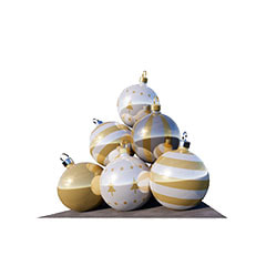 Giant Bauble Set - Type 1 - White + Gold - 8m P-CM150-GW