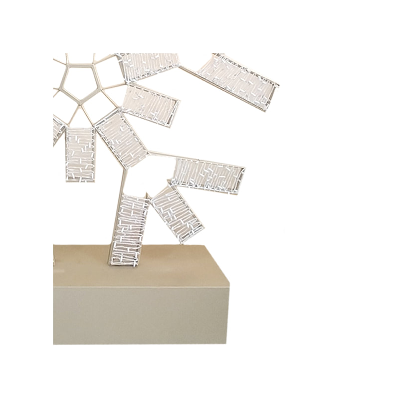 P-CM156-GD 300cm LED snowflake in gold frame on box stand 