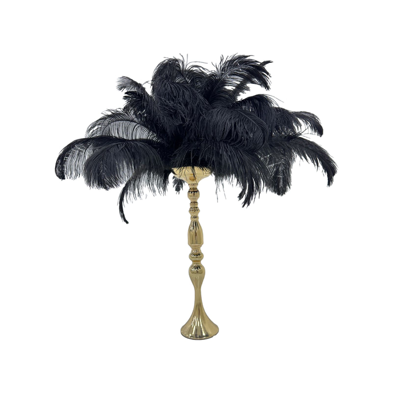 P-CP801-BG Type 1 90cm black ostrich feathers on gold stem
