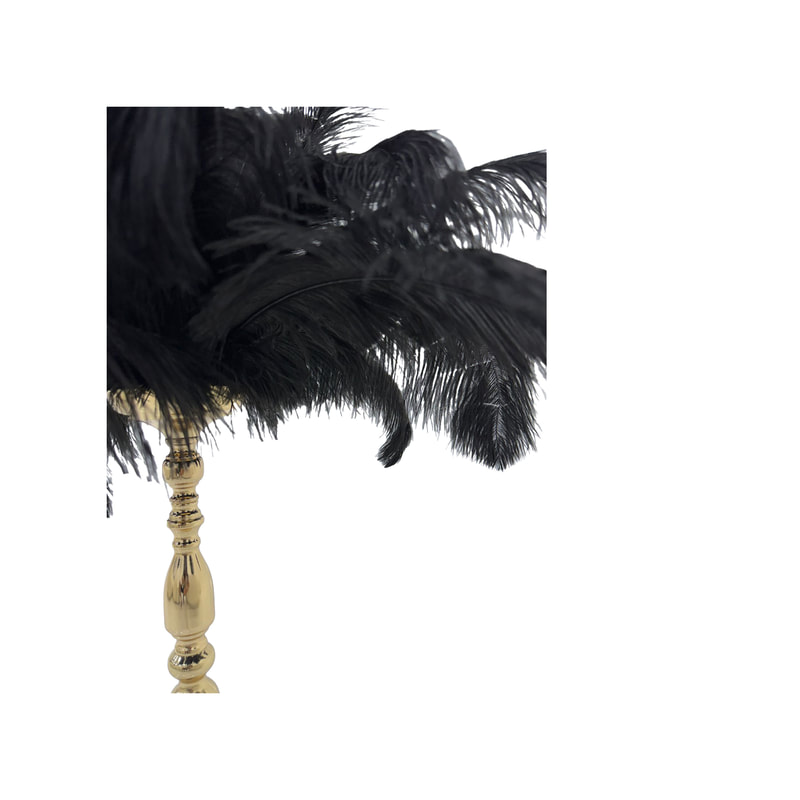 P-CP801-BG Type 1 90cm black ostrich feathers on gold stem