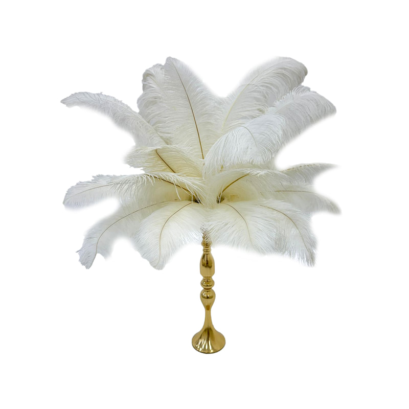 P-CP801-GW Type 1 90cm white ostrich feathers on gold stem