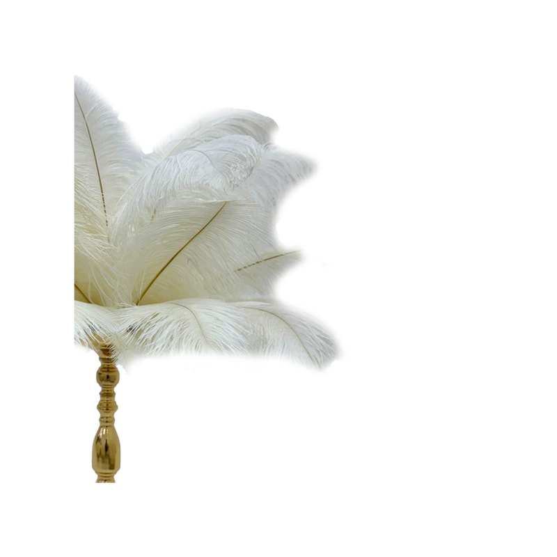 P-CP801-GW Type 1 90cm white ostrich feathers on gold stem