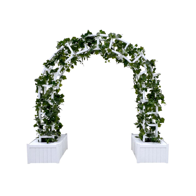 P-DA103-NT type 3 decorative arch in white metal with grape vines 