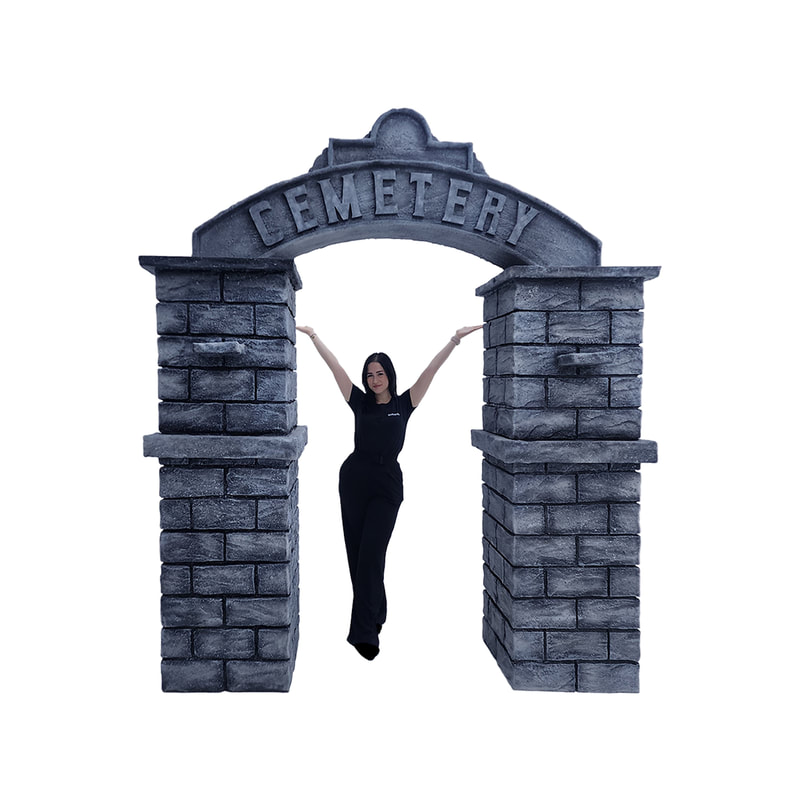 P-DA108-GS 240cm cemetery theme arch with candle holder