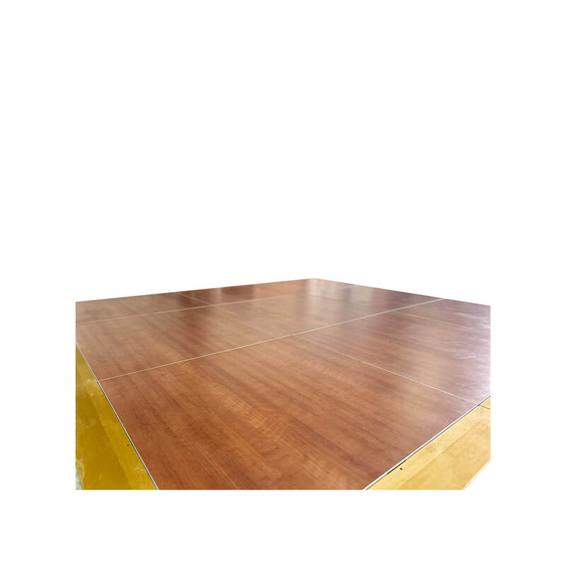P-DF801-DW Type 1 360cm x 360cm dark wood dancefloor with gold trim