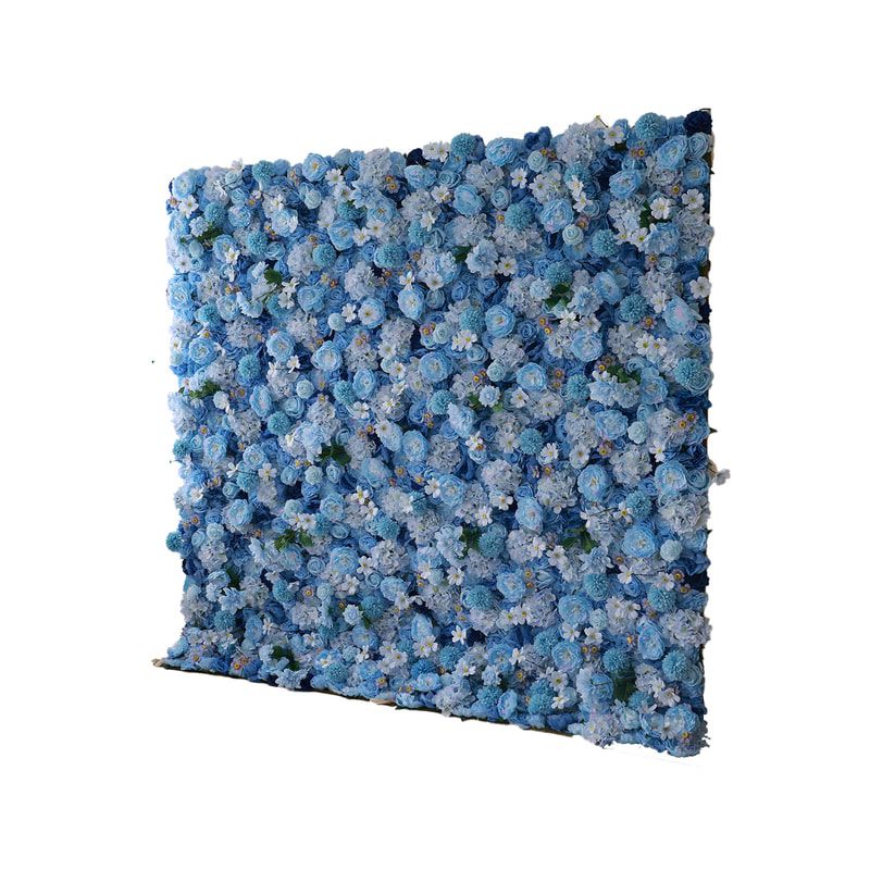 P-DP106-LB Flower wall with various blue flowers