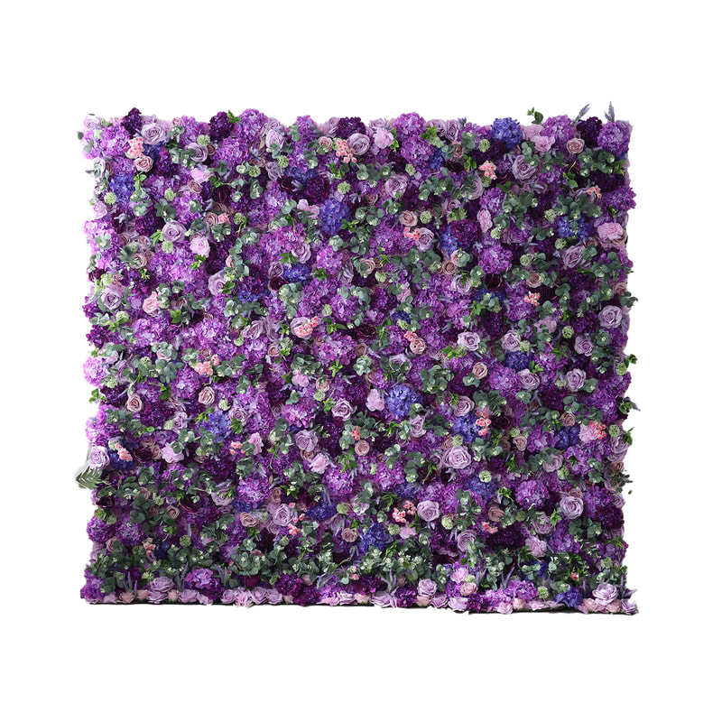 P-DP107-PR Flower wall  with various shades of purple flowers