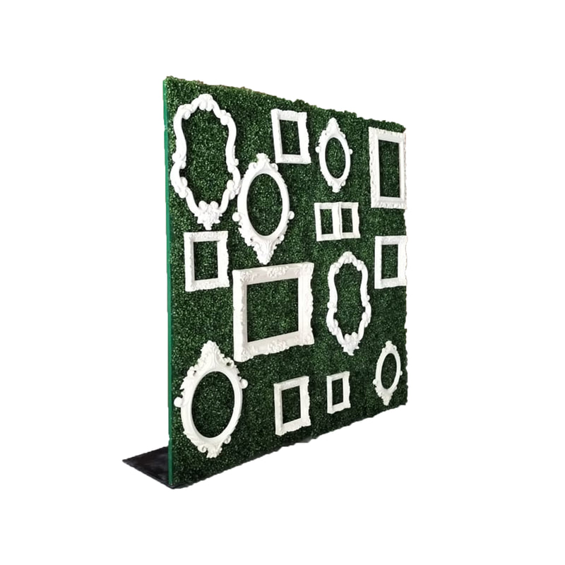 P-DP202-WG 240cm square foliage wall with white picture frames