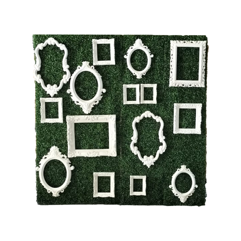 P-DP202-WG 240cm square foliage wall with white picture frames
