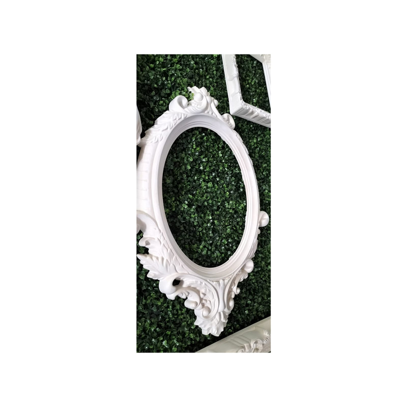 P-DP202-WG 240cm square foliage wall with white picture frames