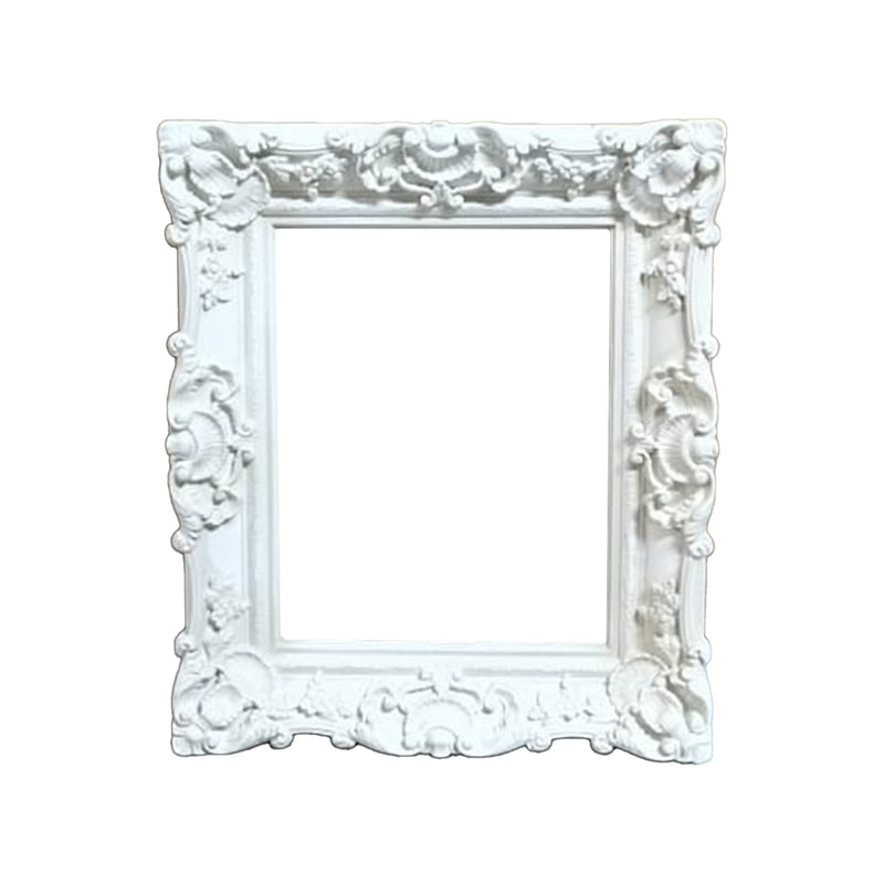 P-FD803-WH Type 3 baroque rectangular frame in white