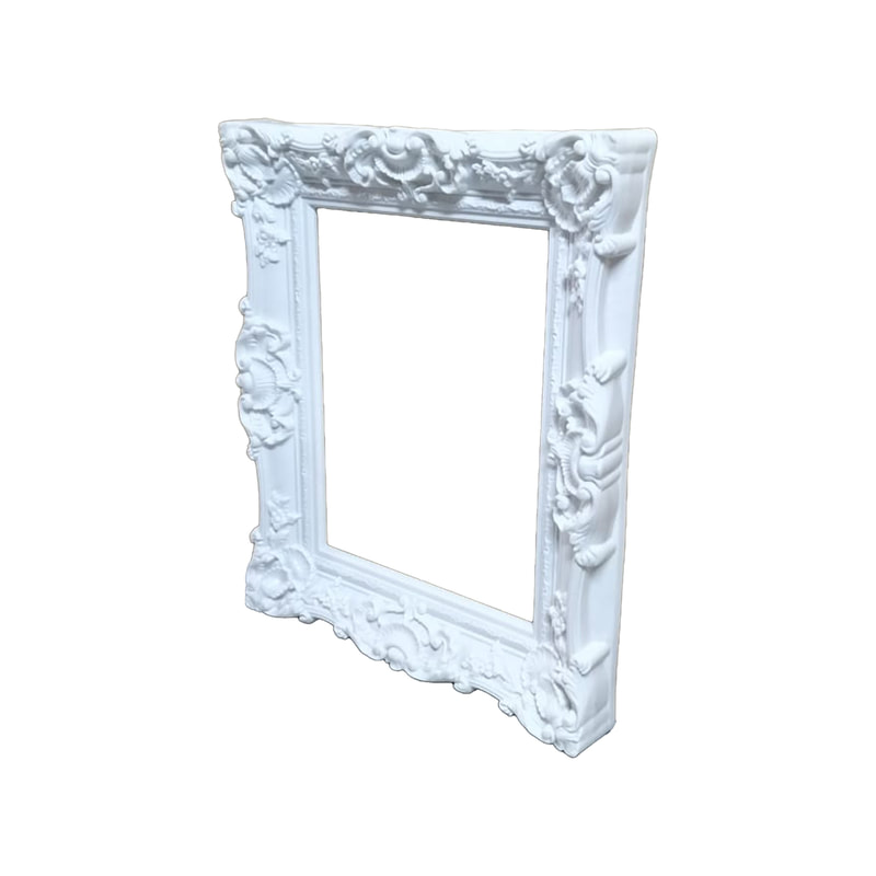 P-FD807-WH Type 7 baroque rectangular frame in white