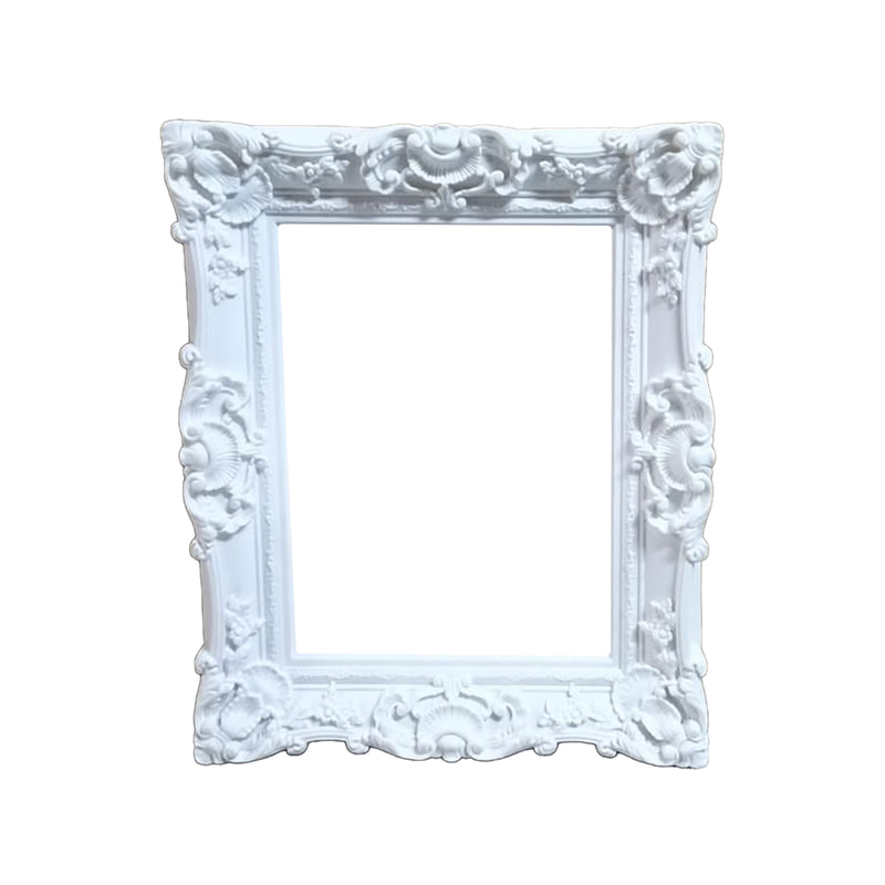 P-FD807-WH Type 7 baroque rectangular frame in white