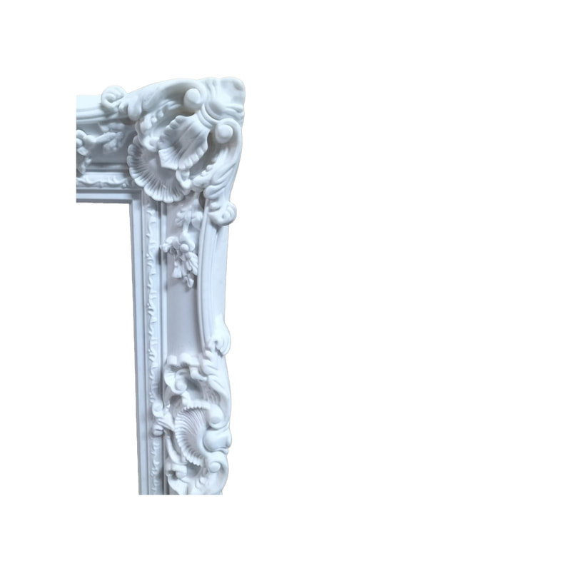 P-FD809-WH Type 9 baroque rectangular frame in white